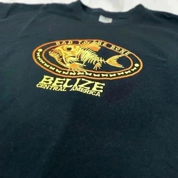 BELIZE Bad To The Bone Black Fish T Shirt top men’s Size XXL Central America - Picture 12 of 12